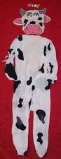 Disfraz de Halloween vintage NIÑOS NIÑO NIÑA BLANCO NEGRO GRANJA VACA TALLA M 8-10 ¡USADO EN EXCELENTE ESTADO!