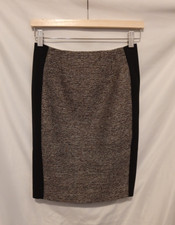 WHBM White House Black Market Tweed Boot Skirt 2P Petite Black Camel Lined Zip