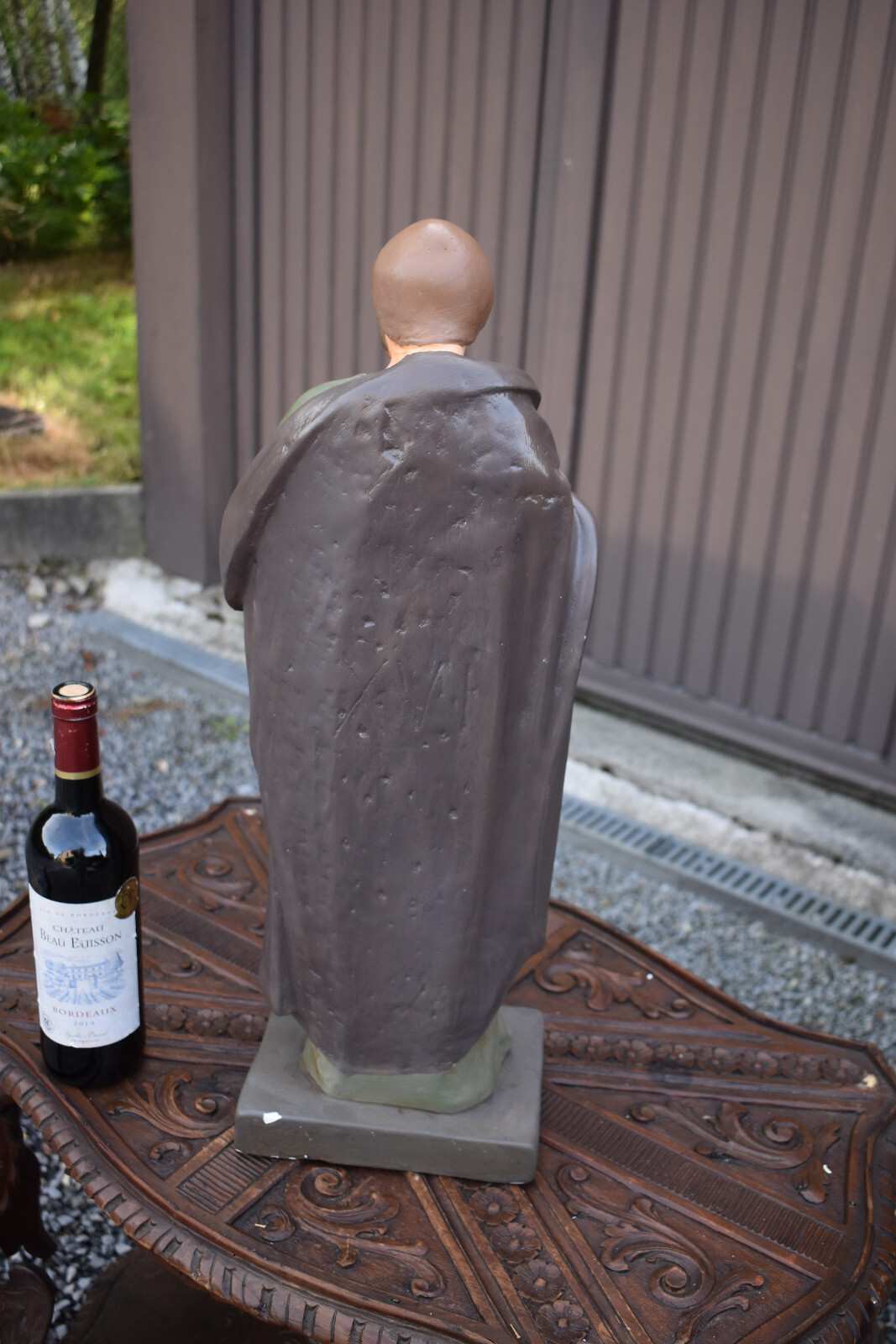 Antique french chalk statue Saint Jean de la Croix rare religious