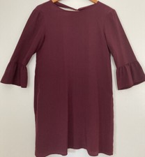 Unique Chic & Elegant Amour Vert Burgundy Tie Back Silk Tunic-Mini Dress Sz XS