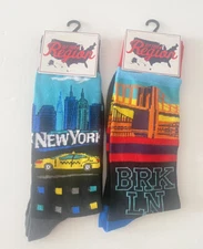 2 Pairs New York City & Brooklyn Socks By Rep Your Region Mens Size 8-12 NEW