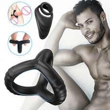 Male Scrotum Testicle Squeeze Rings Cock Cage Stretcher CBT Enhancer Delay Ball
