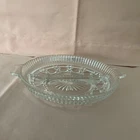 Federal Glass Clear Windsor Button & Cane Divided 2-Part Relish Dish Vintage