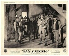 San Antonio Original Lobby Card Errol Flynn Leggy saloon girls men with guns 
