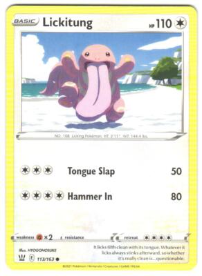Pokemon SWSH05: Battle Styles Lickitung #113/163 Common