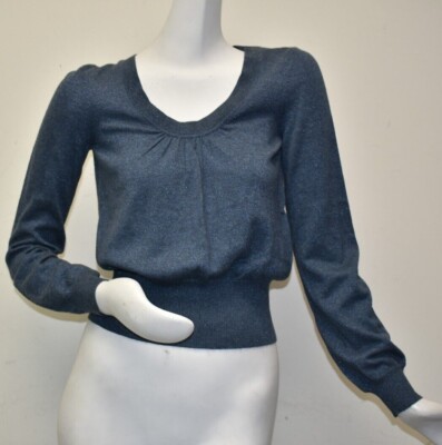 $1200 NEW Brioni Knit Crewneck Blue Metallic Sweater CASHMERE  Pullover Top 4 S