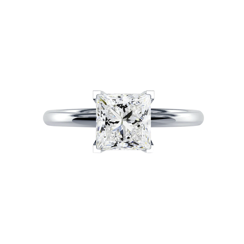 Bague Solitaire Trilogie Platine 950 Avec Diamants & Moissanites 4cts - Taille 54 - Neuf Sans Boîte
