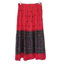 JG Hook Womens Skirt Midi Sz 10 Vtg Red Black Print
