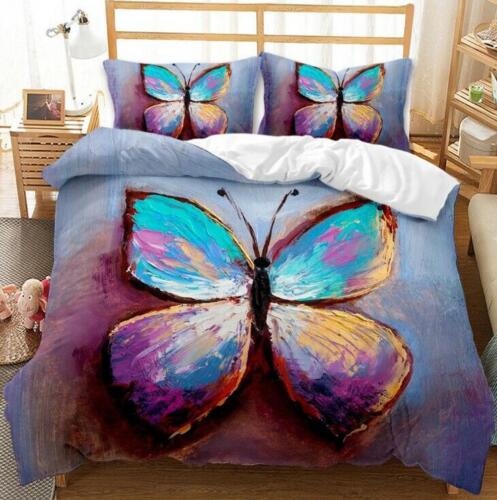 Oil Painting Butterfly Quilt Duvet Cover Set Bedclothes Bedding Home Textiles - Picture 1 of 2