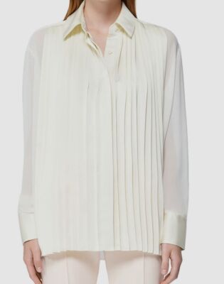 Simkhai Womens Ivory Vinka Pleated Blouse Size Small