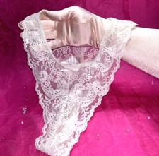 Vtg VICTORIA's SECRET Sz M Second Skin White Lace Hi Cut