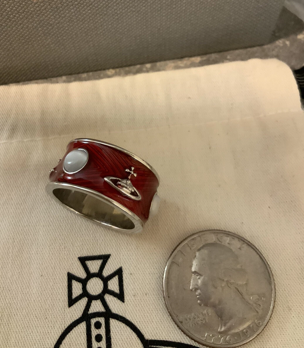 vivienne westwood ring red / silver tone size 8 | eBay