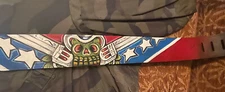 TATTOO Leather Guitar strap American Southern Rock And Roll skull Guns Star