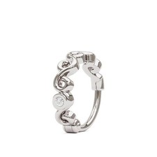 14K White Gold Diamond Swirly Nose Clicker Ring, Diamond Cartilage Jewelry - 8mm
