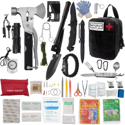 MIKOLY Emergency Survival Kit and First Aid Kit 142Pcs Professional ...