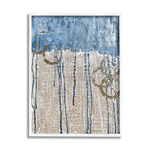 Abstract Blue Dripping Over Whicker Style Grid, Designed by Denise Brown Whit...