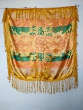 vintage amazing silk taj mahal piano shawl fringes brocade woven fabric item691