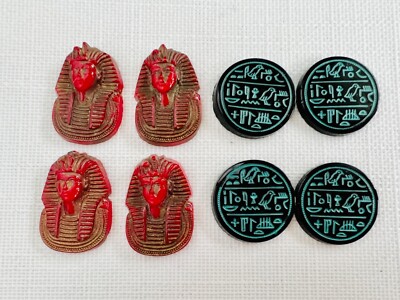 4 oder 8 Vintage Ägyptische Wiederbelebung Hieroglyphen Pharao Glas Cabochons Schmuckherstellung