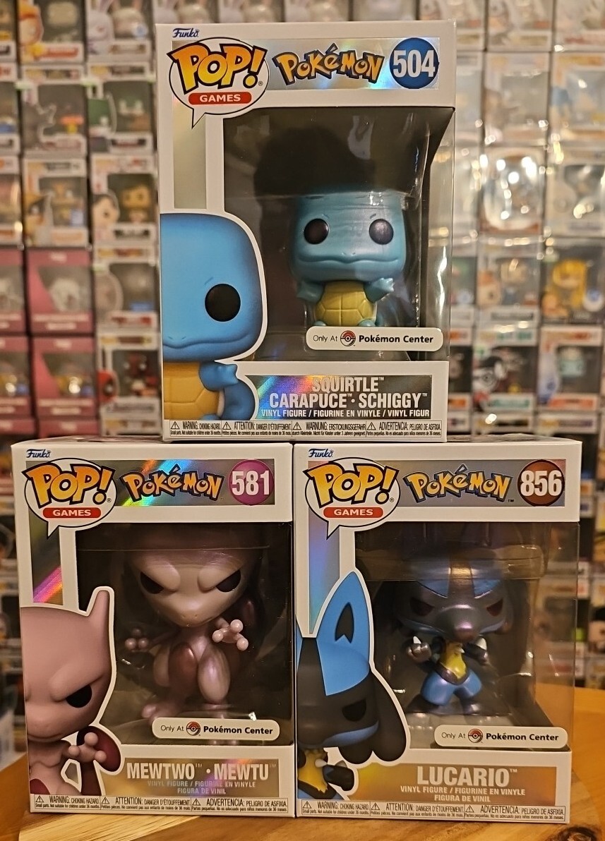 Funko Pop Pokémon Mewtwo/Squirtle/Lucario Pearlescent Pokemon