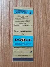 Vintage Matchbook Cover DODGE RELIANCE ELECTRIC COMPANY LOS ANGELES CALIFORNIA