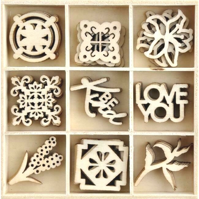 Kaisercraft Wooden Flourish Pack - Wood Veneer Shapes - Lily & Moss