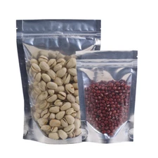 Clear/Silver/Silver Stand Up Mylar Zip Seal Resealable Pouches Variety QTY Sizes