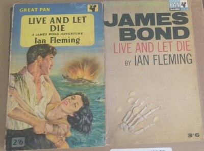 LIVE AND LET DIE Ian Fleming JAMES BOND x2 - PAN BOOKS 2nd printing & 12th print