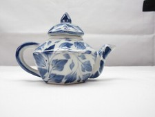 Andrea by Sadek Vintage Miniature Teapot Porcelain White with Blue Floral Design