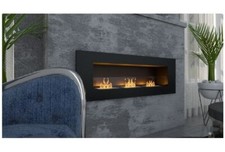 Camino Bioetanolo Nero 120 X 40 Cm Delta 3 bruciatori con vetro stufa arredo bio