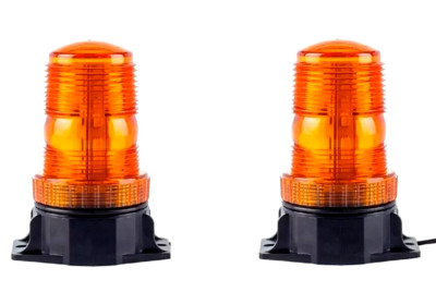 2x Mini Leuchtfeuer - 30 LED Blitz + drehbare gelb / orange Notleuchten 12/24V