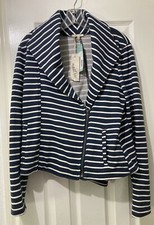 Mystree Stitch Fix Jackie Striped Jacket French Terry Zip Womens Size L