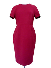 Acne Dress Size 40 Women Burgundy Cotton Blend Sheath Short Sleeve Knee Length