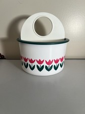VINTAGE Tupperware Fregadero de Ducha Utensilio Caddy Tulipanes Mango Escurridor Extraíble
