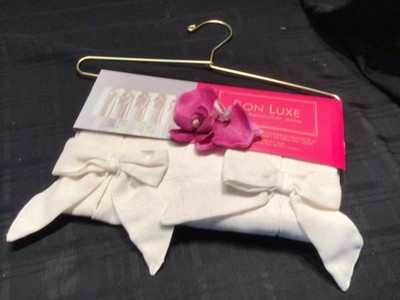 BON LUXE window Valance 38 x 18 MAVIS Inverted Pleats W/ Bows Oatmeal NEW