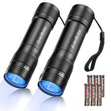 EverBrite 2PC Portable LED UV Flashlight 365nm Blacklight Flashlight Black Light