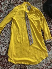 Women  s Yellow Afghan Dress With Neck Tie, Size Ranging From Medium To Largish