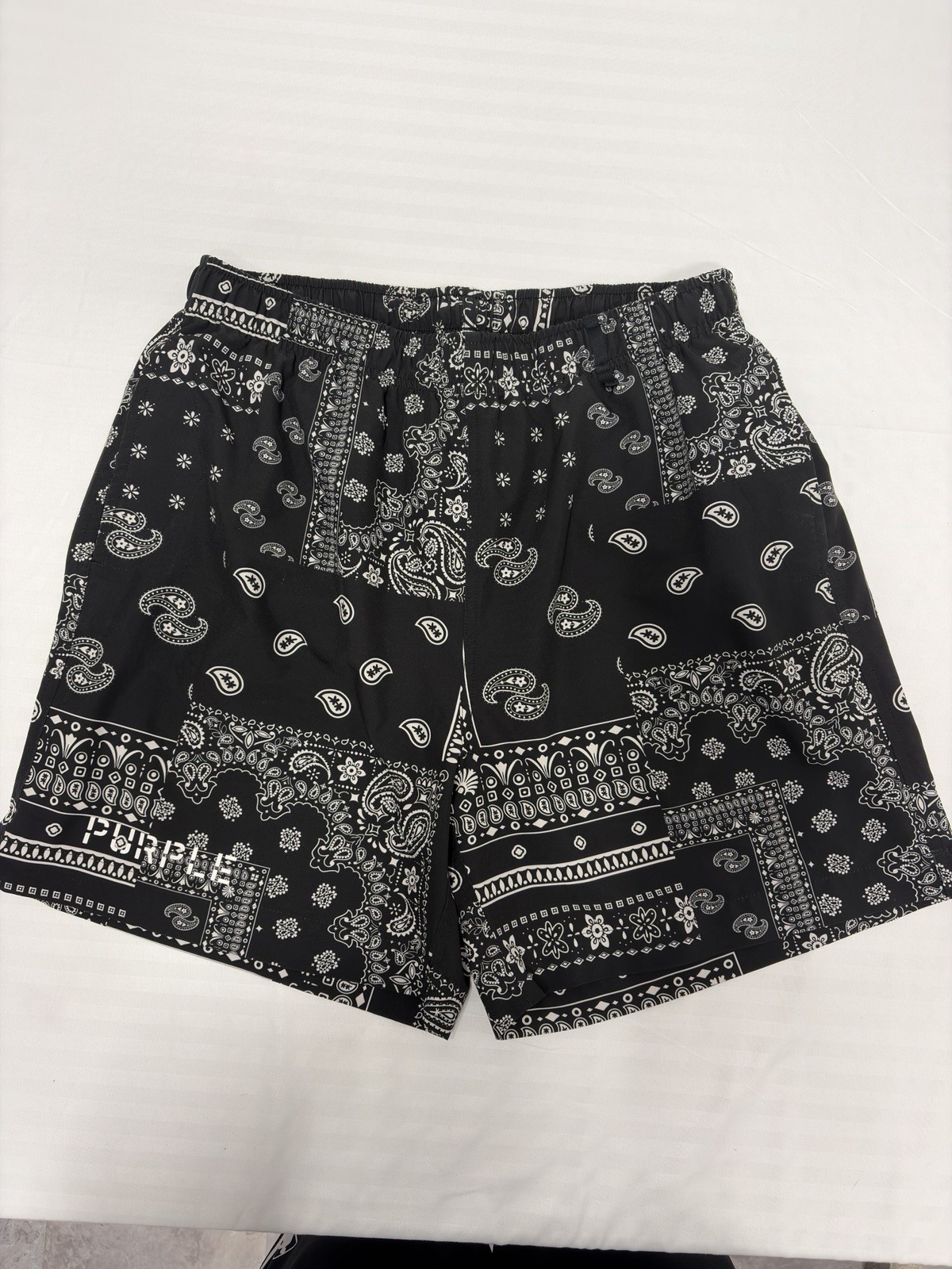 Purple Brand Swim Shorts Bandana Paisley Black Size Mens Large L Shorts Mesh