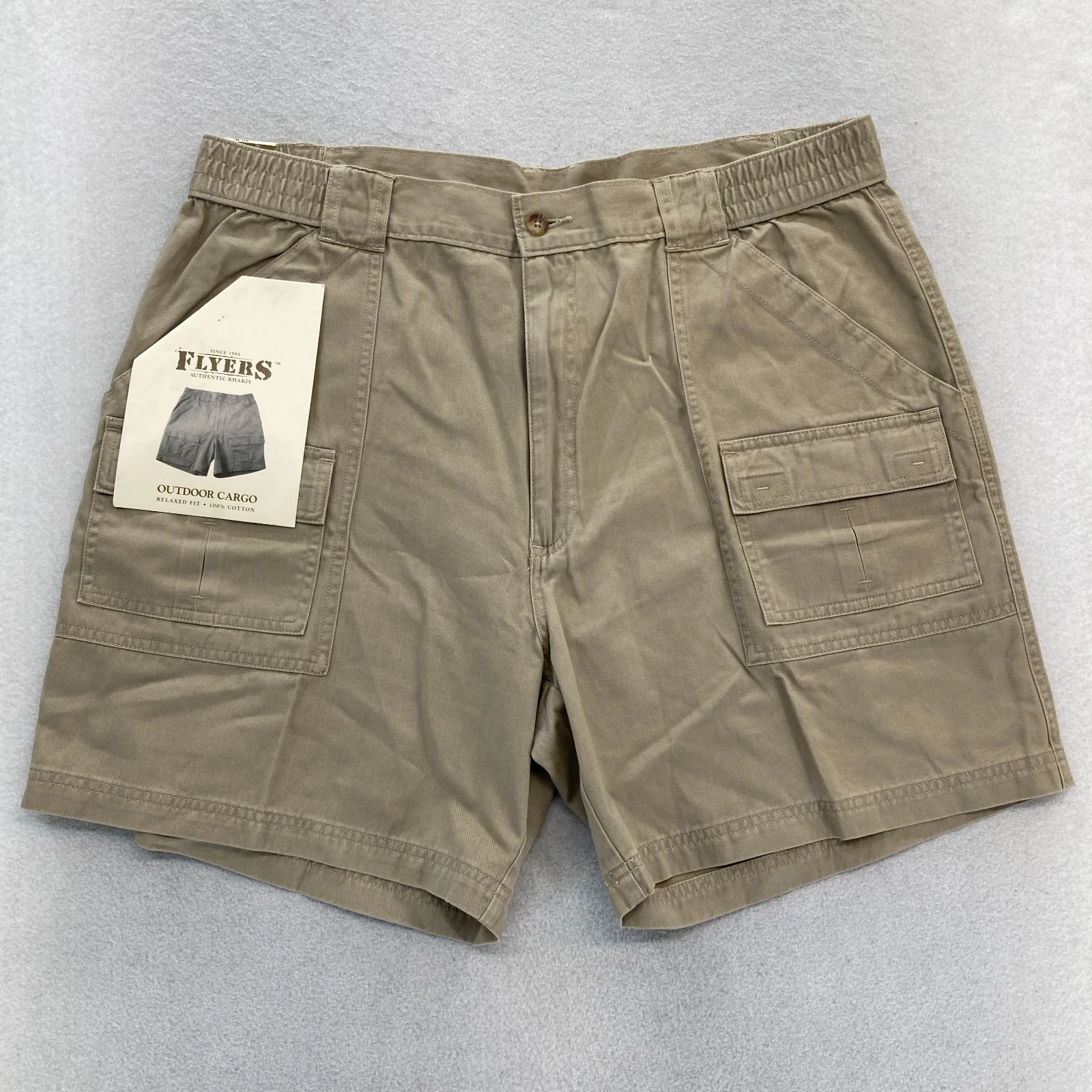 Vintage Flyers Outdoor Cargo Shorts Mens 40 Brown Canvas Hiking Travel Workwear
