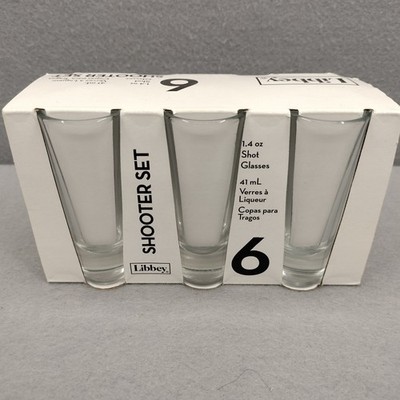 Libbey Shooter Shot Glasses Set of 6 Clear 1.4 Oz Thick Bottom Whiskey Tequila