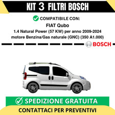 KIT BOSCH 3 Filtri tagliando per FIAT Qubo 1.4 Natural Power 57 kw Benzina/Ga...
