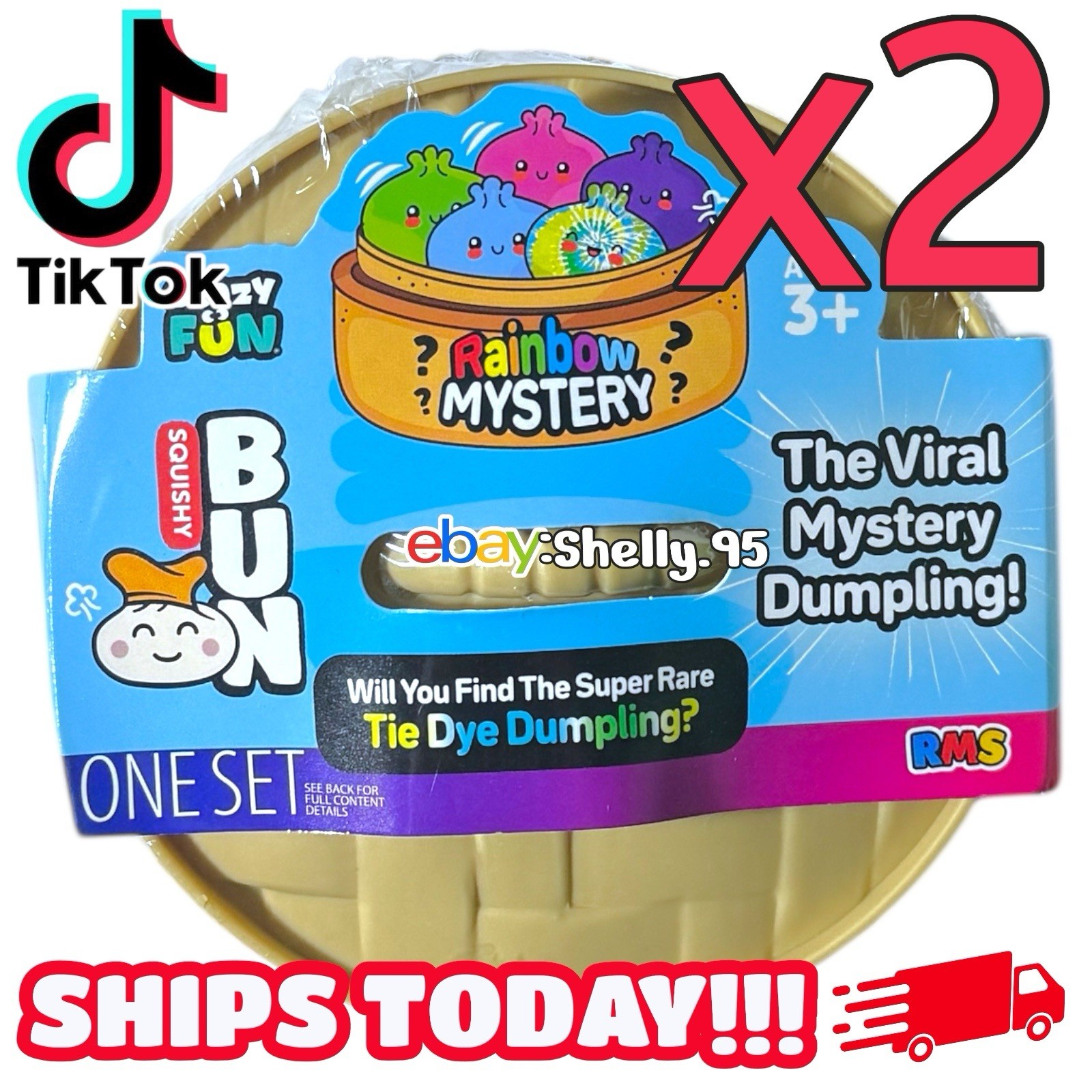 Rainbow Mystery Squishy Bun Dumpling Friends 2 Pack Possible Tie Dye