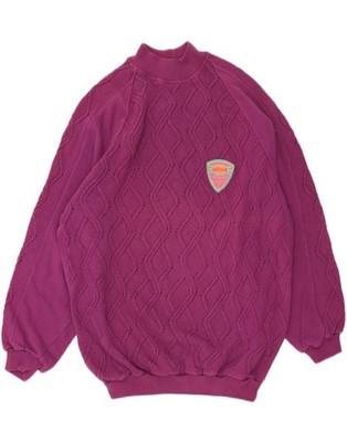 MISTRAL Mens Turtle Neck Jumper Sweater Large Purple Cotton AA02