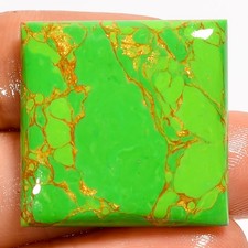 24.5 Ct Stabilized Green Copper Turquoise Cabochon Loose Gemstone 25X25X4 mm