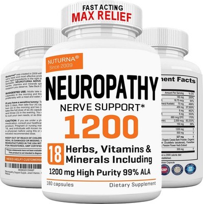 Neuropathy Support Supplement 1200 mg HP-99 ALA - 180 Capsules for Nerve Health