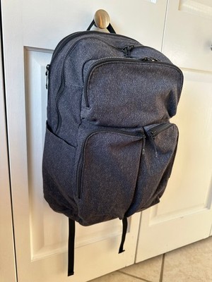 Lululemon Backpack Gray Tech Canvas Laptop Travel Multi Pocket Bag Gym Unisex