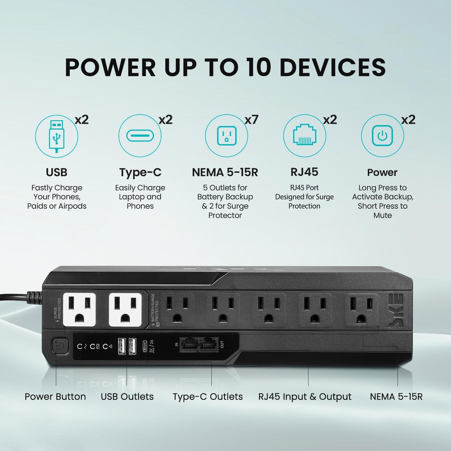 SKE 425VA/240W UPS Battery Backup & Surge Protector for Computer UPS Uninterr...