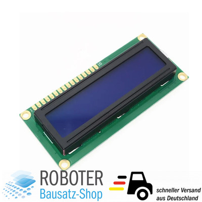 LCD Display 16x2 Zeichen Modul 1602, blaues Backlight für Arduino, AVR