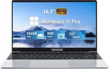 HUQPPQ 14" Laptop 8GB RAM 256GB SSD Celeron N5095, FHD IPS Display - SILVER UK