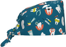 Working Cap Scrub Cap with Sweatband Adjustable Unisex Women Tie Back Hat Nur...