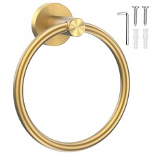 SetSail Towel Holder Screw-in Brushed Gold Towel Ring for Bathroom Wall